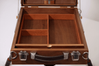 Wooden easel box with compartments on a white background
